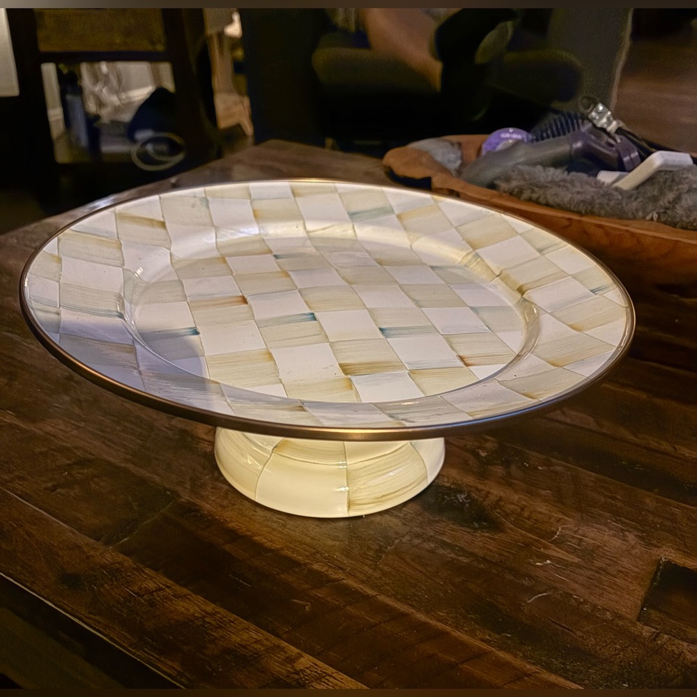 Mackenzie-Childs Parchment Check Pedestal Platter